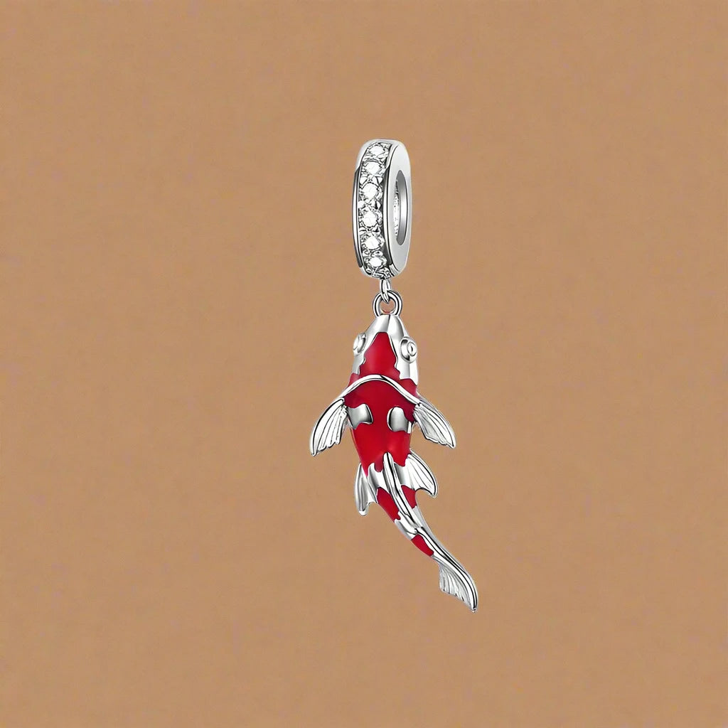 Sterling Silver Red  Fish Charm