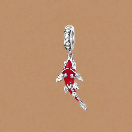 Sterling Silver Red  Fish Charm