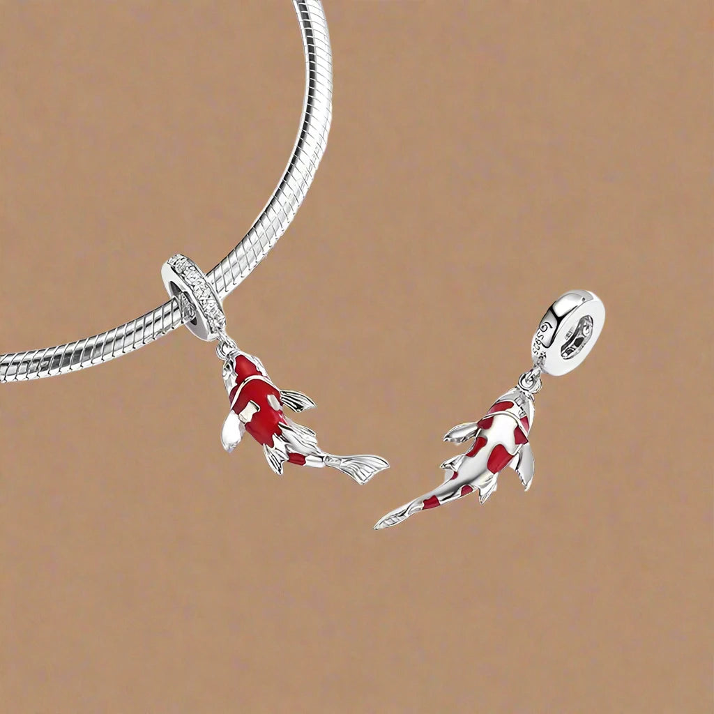 Sterling Silver Red  Fish Charm