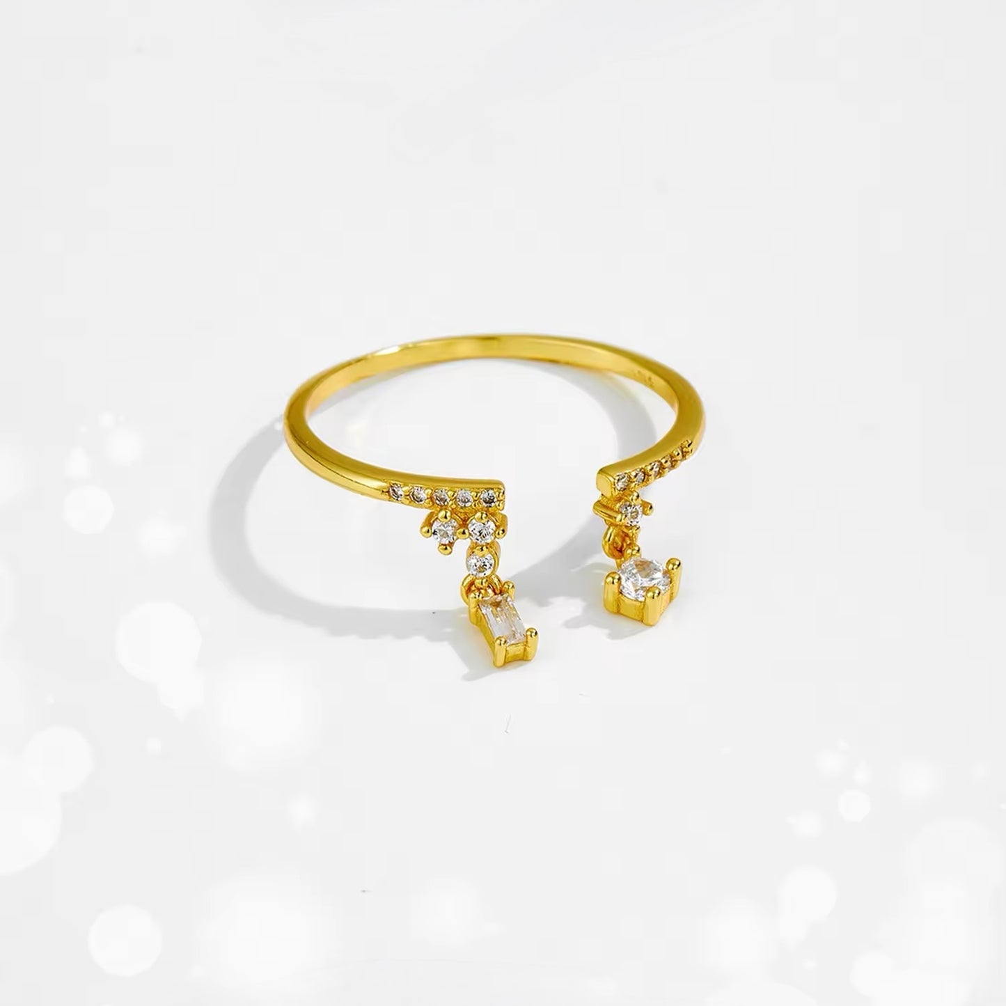 Delicate Gold Plated Adjustable Silver Ring