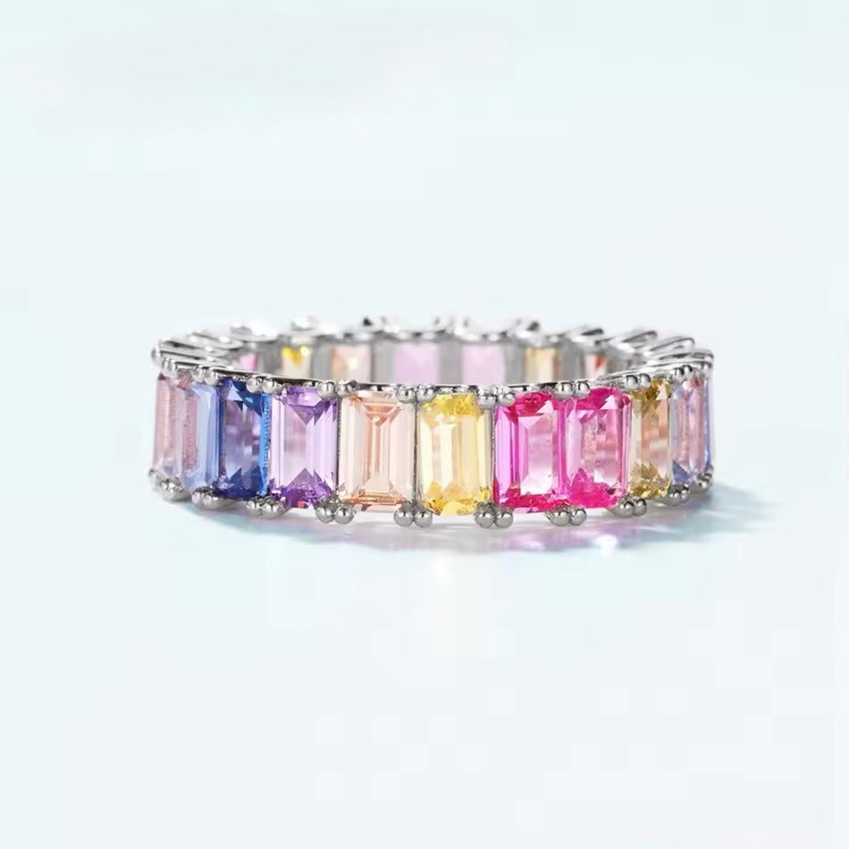 Blush Sunrise Multicolored Emerald Cut Ring