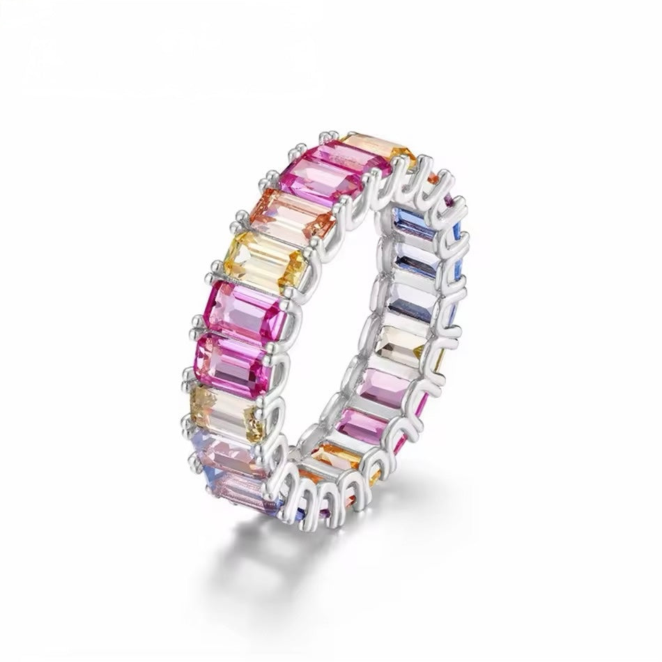 Blush Sunrise Multicolored Emerald Cut Ring