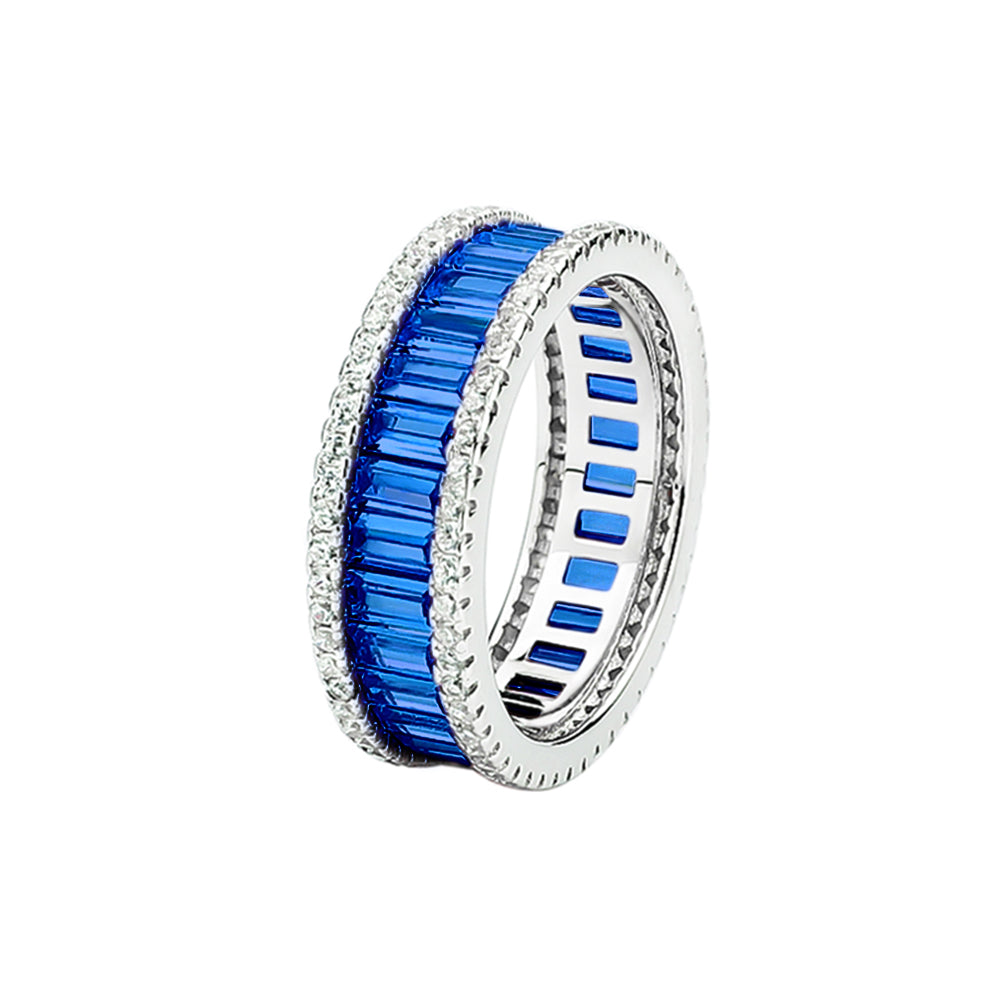 Lab Created Sapphire Gemstone Silver Ring