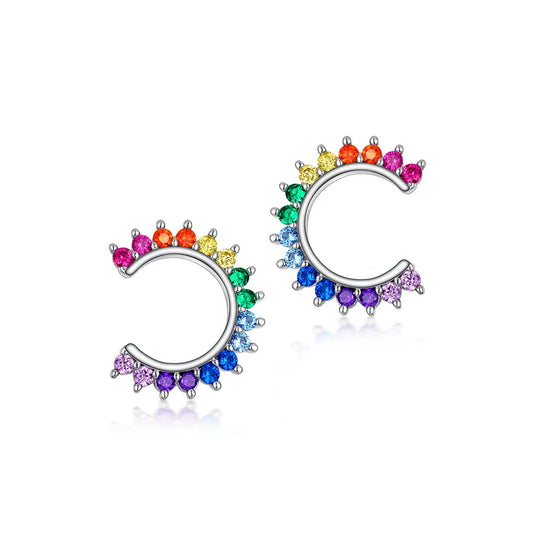 Glazed Rainbow Clip Earrings