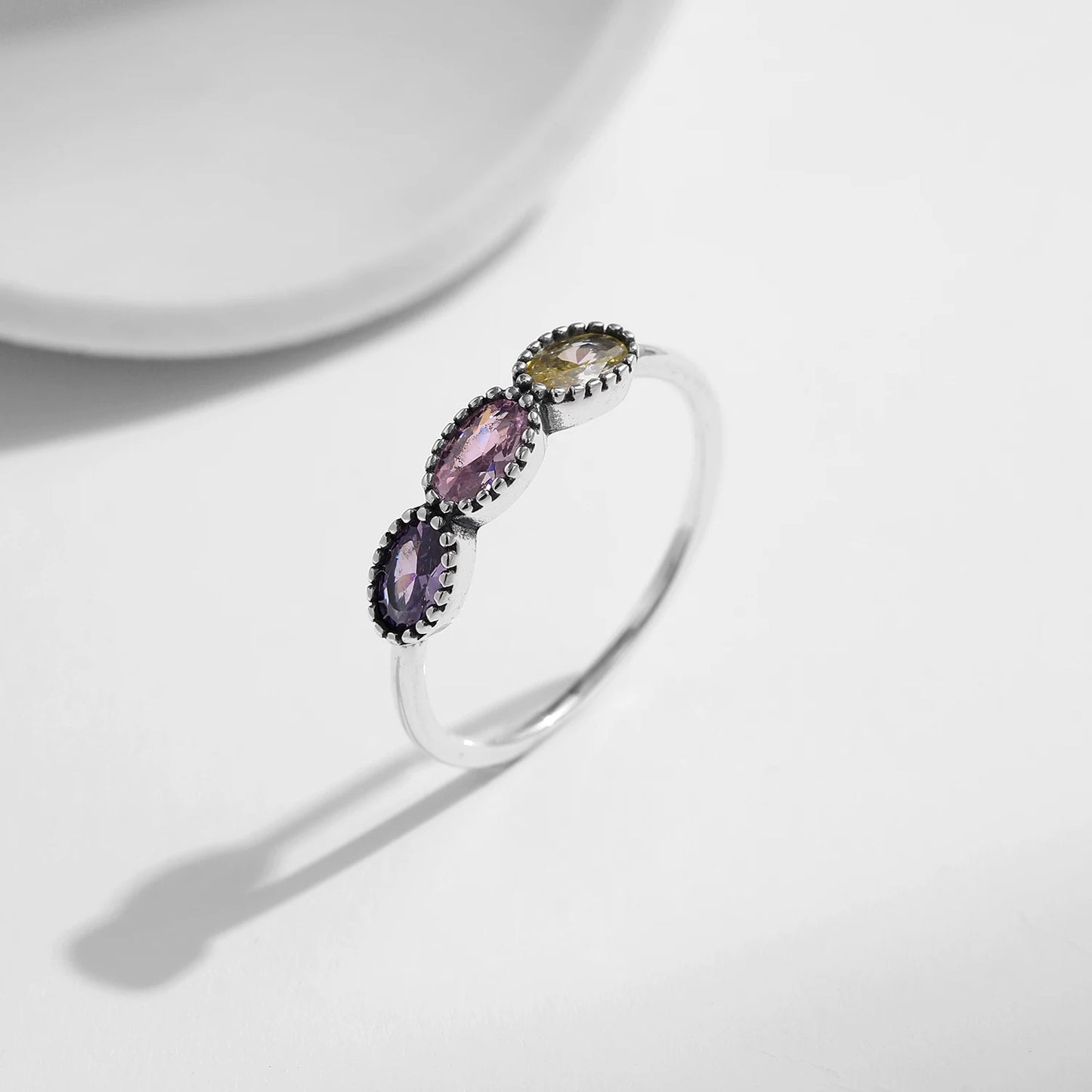 Midnight Fleur Three Stone Ring