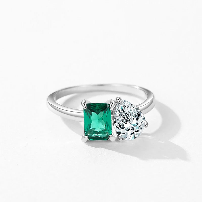 Aurora Green Emerald Solitaire